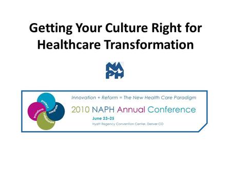 Getting Your Culture Right for Healthcare Transformation.