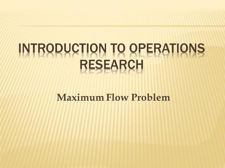 Introduction to Operations Research