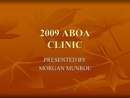 2009 ABOA CLINIC PRESENTED BY MORGAN MUNROE. ARTICLE FROM EXCEL SPORTS OFFICIATING THE 25 MOST IMPORTANT THINGS ABOUT OFFICIATING.