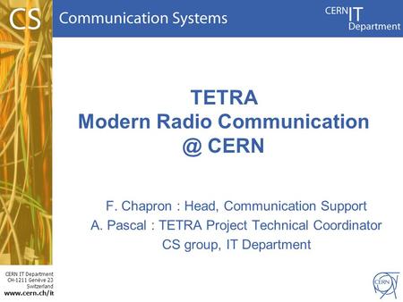 TETRA Modern Radio CERN