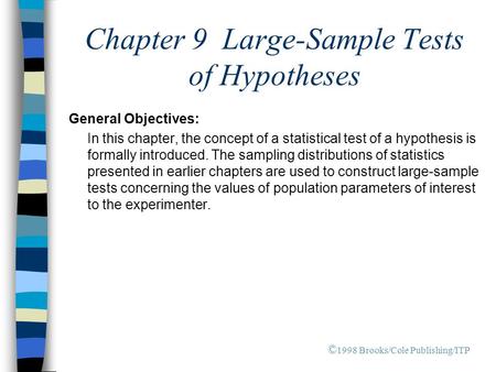 Chapter 9 Large-Sample Tests of Hypotheses