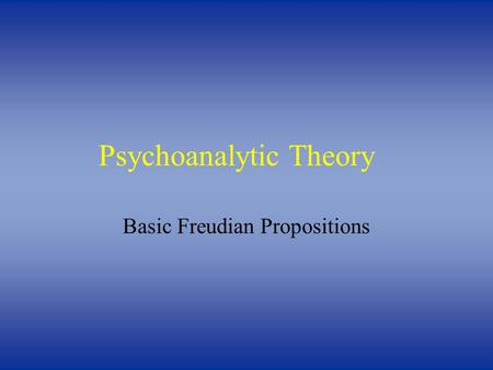 Psychoanalytic Theory