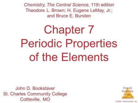 Chapter 7 Periodic Properties of the Elements