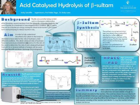 Acid Catalysed Hydrolysis of β -sultam Vicky Sutcliffe Supervisors; Prof Mike Page, Dr Andy Laws Studies are currently being carried out in a European.