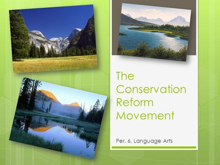 The Conservation Reform Movement Per. 6, Language Arts.