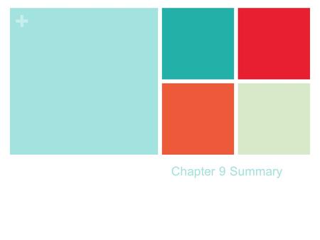 + Chapter 9 Summary. + Section 9.1 Significance Tests: The Basics After this section, you should be able to… STATE correct hypotheses for a significance.