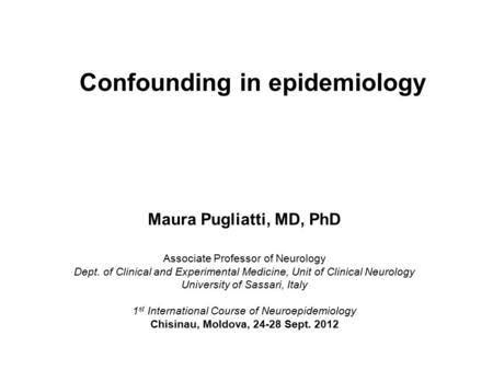 Confounding in epidemiology