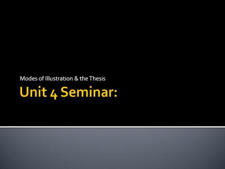 Modes of Illustration & the Thesis.  Writing modes, sometimes called modes of illustration, provide patterns and purpose for writing.  When we understand.
