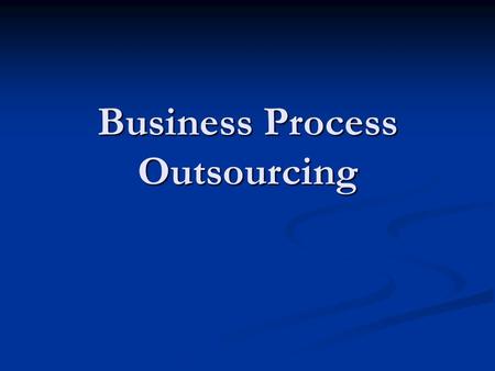 Business Process Outsourcing