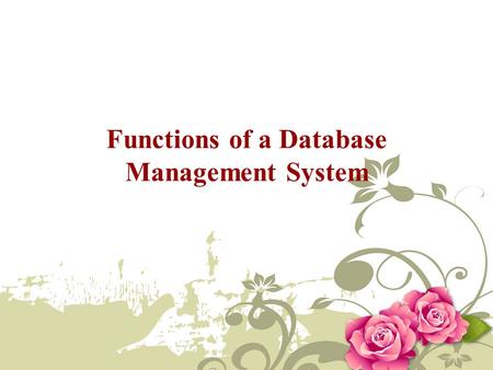 Functions of a Database Management System