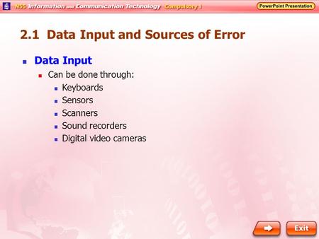 2.1 Data Input and Sources of Error