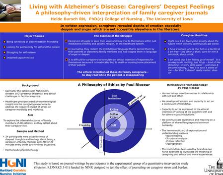 This study is based on journal writings by participants in the experimental group of a quantitative intervention study (Butcher, R15NR8213-01) funded by.