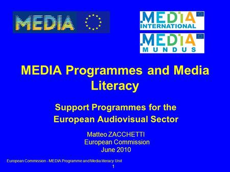 MEDIA Programmes and Media Literacy