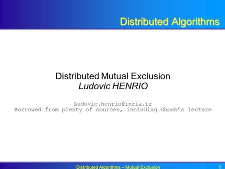 Distributed Algorithms