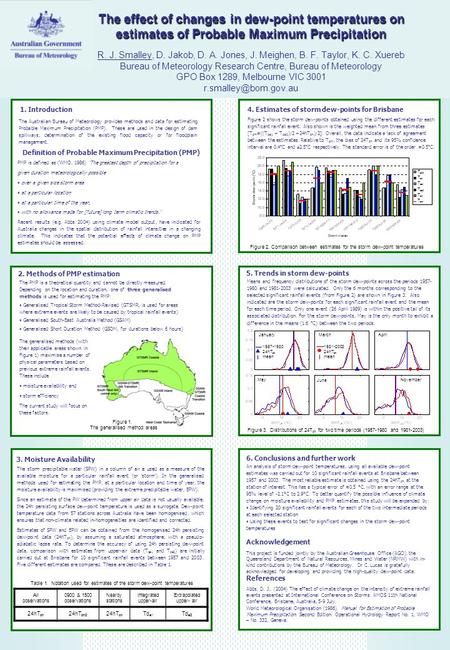 6. Conclusions and further work An analysis of storm dew-point temperatures, using all available dew-point estimates was carried out for 10 significant.