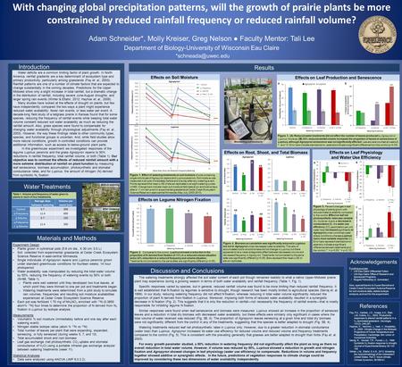 With changing global precipitation patterns, will the growth of prairie plants be more constrained by reduced rainfall frequency or reduced rainfall volume?