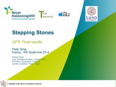 Stepping Stones GPS: Final results Pieter Tanja Krakow, 18th September 2014 Project team: Jorg Thiemann-Linden, Jürgen Gies, Tom Rye, Zsuzsanna Olofsson,