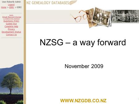 WWW.NZGDB.CO.NZ NZSG – a way forward November 2009.