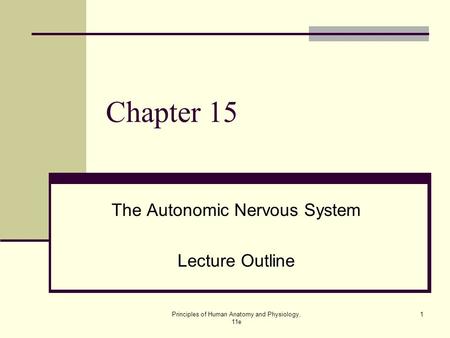 The Autonomic Nervous System Lecture Outline