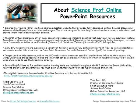 About Science Prof OnlineScience Prof Online PowerPoint Resources Science Prof Online (SPO) is a free science education website that provides fully-developed.