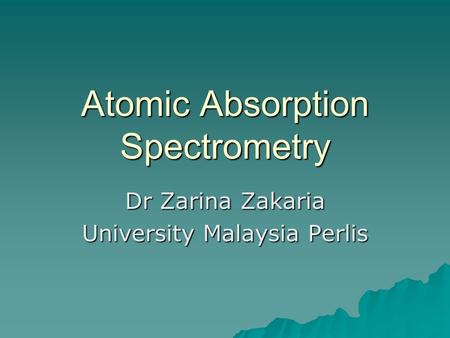 Atomic Absorption Spectrometry