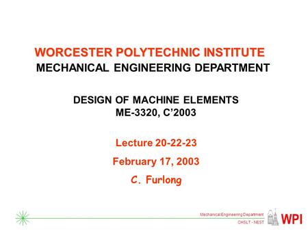 DESIGN OF MACHINE ELEMENTS