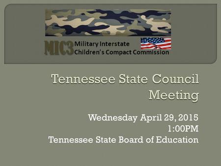 Wednesday April 29, 2015 1:00PM Tennessee State Board of Education.