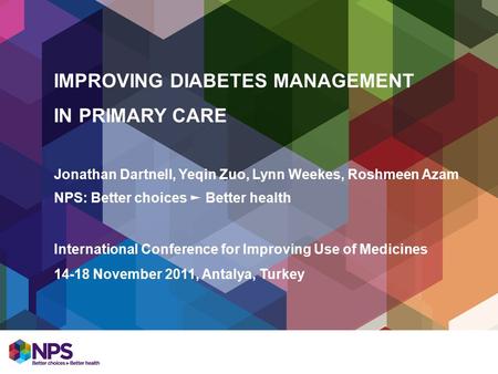 IMPROVING DIABETES MANAGEMENT IN PRIMARY CARE