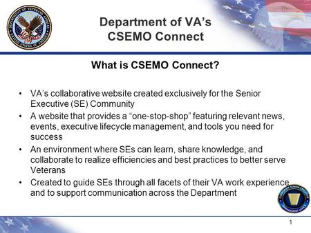 Department of VA’s CSEMO Connect