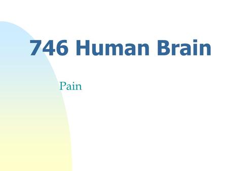 746 Human Brain Pain. Pain : Aim nperception nperipheral responses u role of NSAIDs e.g. aspirin nspinal modulation u gate control u peptidergic modulation.