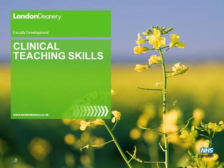 Www.londondeanery.ac.uk Faculty Development CLINICAL TEACHING SKILLS.