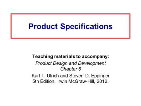 Product Specifications