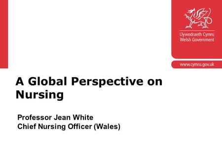 Corporate slide master With guidelines for corporate presentations A Global Perspective on Nursing Professor Jean White Chief Nursing Officer (Wales)