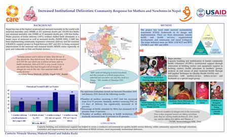 Increased Institutional Deliveries: Community Response for Mothers and Newborns in Nepal Contacts: Nirmala Sharma, Mukesh Hamal and Induka Karki Nepal.