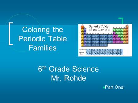 Coloring the Periodic Table Families