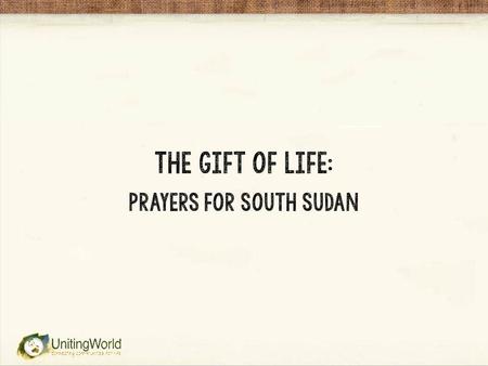 Reader 1: Our Uniting Church partners, the Presbyterian Church of South Sudan, are training young women as midwives to deliver babies and save the lives.