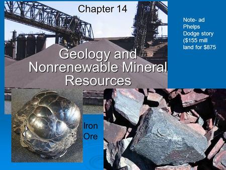 Geology and Nonrenewable Mineral Resources