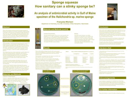 Introduction Marine sponges are chemical factories that are sources of potential pharmaceuticals(1). The isolation by Werner Bergman of two marine sponge.