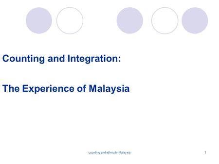 Counting and ethnicity Malaysia1 Counting and Integration: The Experience of Malaysia.