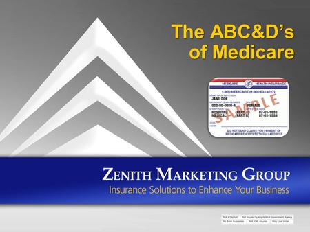 The ABC&D’s of Medicare. What is Medicare? Medicare is health insurance for: People 65 or older People under 65 with certain disabilities People of any.