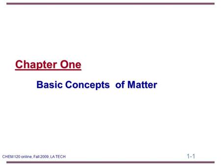 Basic Concepts of Matter