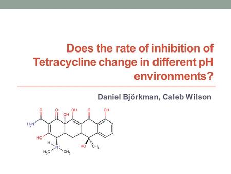 Does the rate of inhibition of Tetracycline change in different pH environments? Daniel Björkman, Caleb Wilson.