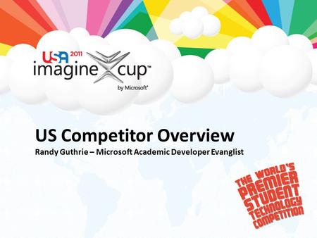 US Competitor Overview Randy Guthrie – Microsoft Academic Developer Evanglist.