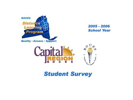 .. CRB/FEH Distance Learning Project Student Survey 2005 – 2006 School Year BOCES Distance Learning Program Quality Access Support.