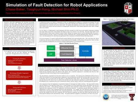 Simulation of Fault Detection for Robot Applications Chase Baker, Taeghyun Kang, Michael Shin Ph.D. Interaction with robot applications are becoming increasingly.