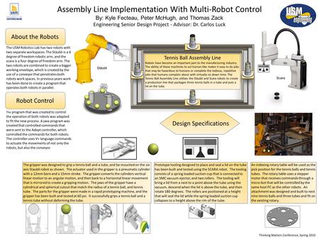 Tennis Ball Assembly Line Robots have become an important part to the manufacturing industry. The ability of these machines to act human-like makes it.