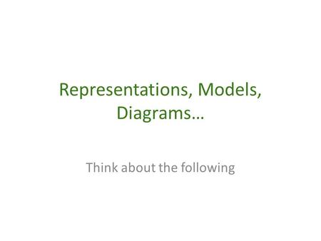 Representations, Models, Diagrams… Think about the following.