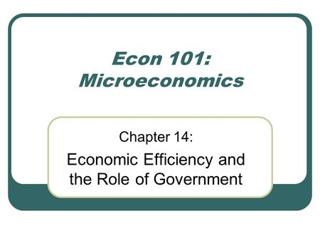 Chapter 14: Economic Efficiency and the Role of Government