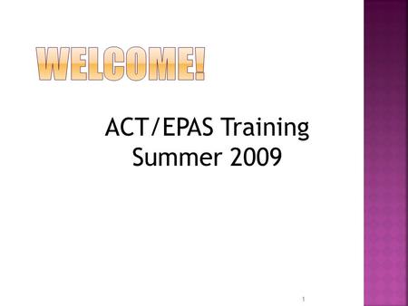 ACT/EPAS Training Summer 2009 1. EILA CreditEnding Today Candy Signed in? 2.