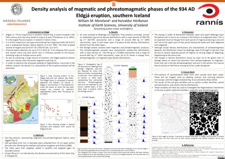 Density analysis of magmatic and phreatomagmatic phases of the 934 AD Eldgjá eruption, southern Iceland William M. Moreland * and Þorvaldur Þórðarson Institute.